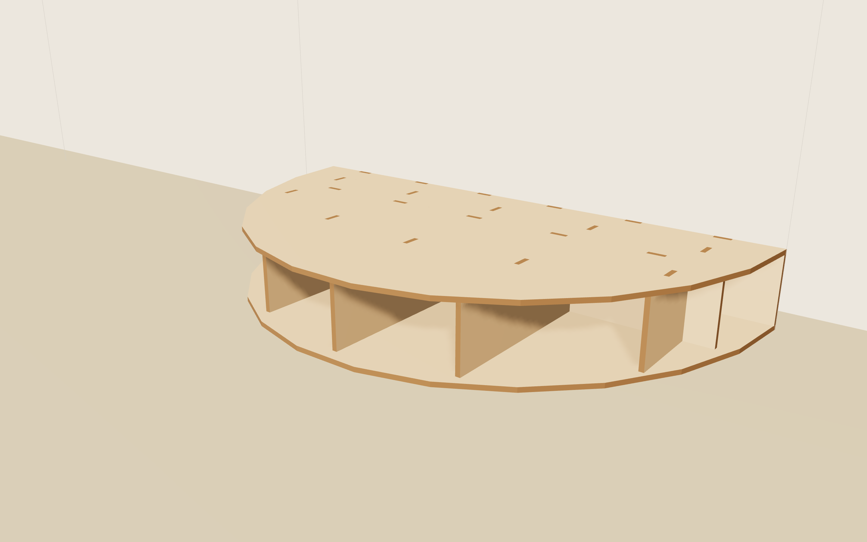 Modulo Luna: piattaforma semicircolare con struttura interna a centine
